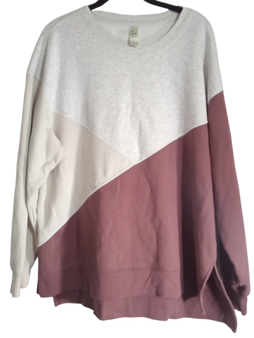 Green Tea Sweatshirt Women's Sz XXL Multicolored Block Fleece Cotton Blend